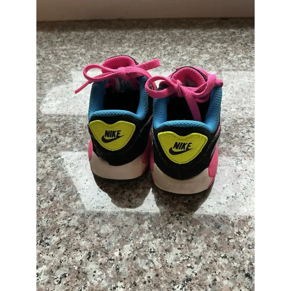 Nike Air Max Toddler Girls Size 5C Black Pink Blue Neon Running Shoes Sneakers